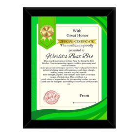 Customized A4 Best Bro Certificate Frames, Wall Photo Frame