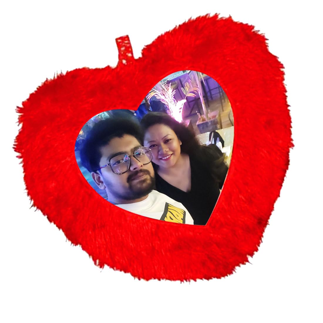 Heart Shape Fur Cushion with Photo Printed, Gift for All Occasions