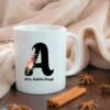 Customized Name & Alphabets Printed Mug with Floral Design