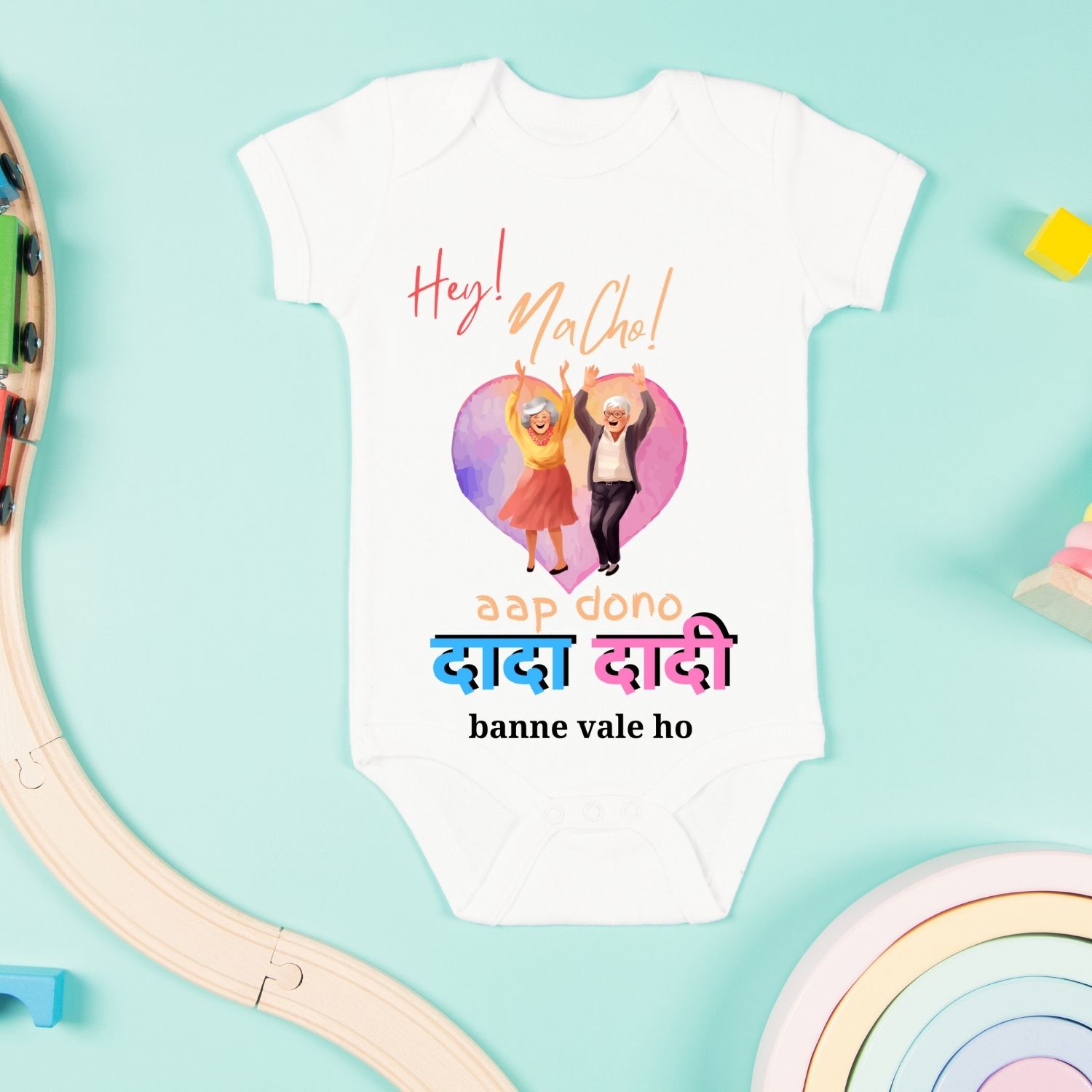 “Hey Nacho! Aap Dono Dada Dadi Banne Vale Ho” Baby Romper | Gift for Grandparents-to-be