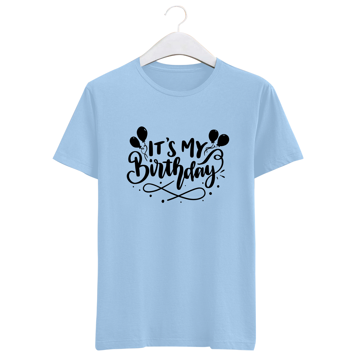 "Its My Birthday" Printed Sky Blue T-Shirt for Girls | Birthday Celebration Outfit