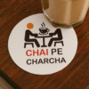 Chai Pe Charcha Desi Vibes Coaster – Fun MDF Drink Coaster for Home & Office
