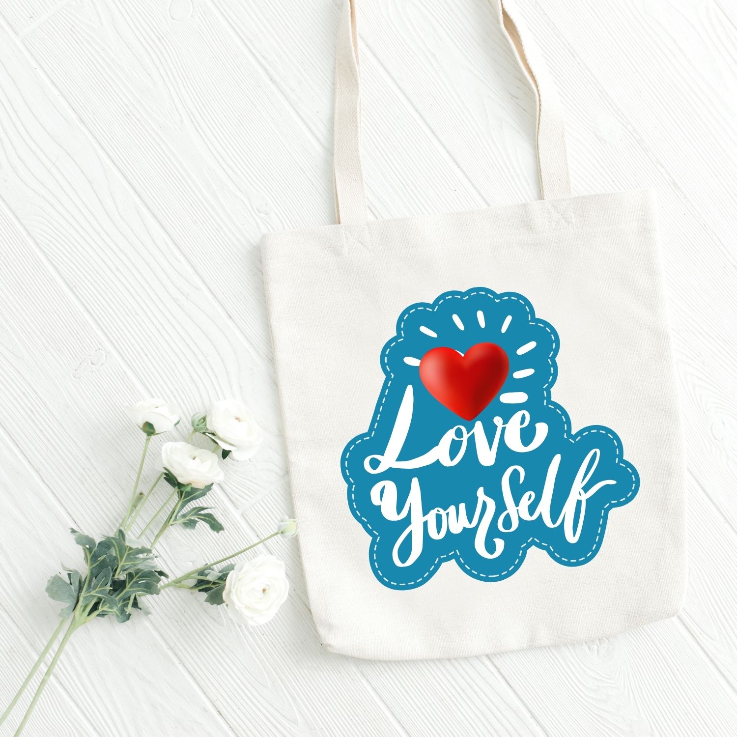 Love Yourself Canvas Tote Bag-Stylish Motivational Print Handbag for Women & Girls - Image 2