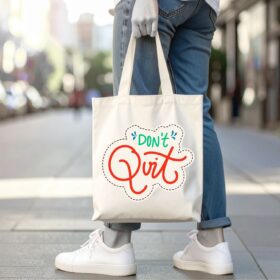 Inspirational ‘Don’t Quit’ Quote Tote Bag | Cotton Canvas Reusable Bag for Daily Use